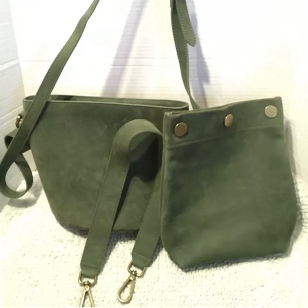 MADEWELL Suede Convertible Shoulder Crossbody Bag Removable Pouch